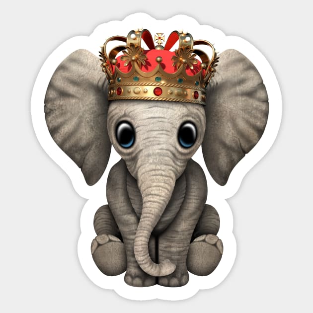 Cute Royal Elephant Wearing Crown Sticker by jeffbartels